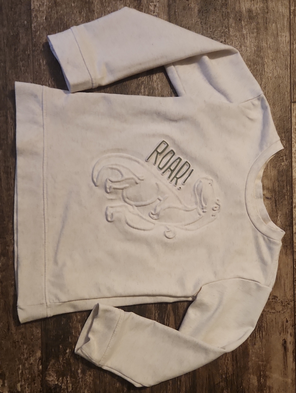 Tommy Bahama Off White Kids 'ROAR!' Embossed Dinosaur Sweatshirt 5T